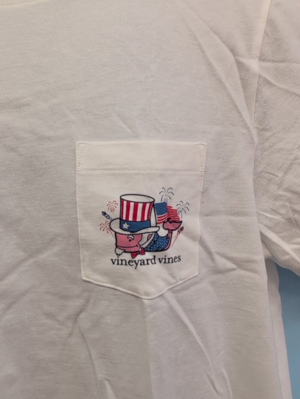 Vineyard Vines Uncle Sam Whale Pocket Tee White Cap Large NWT - Picture 3 of 10